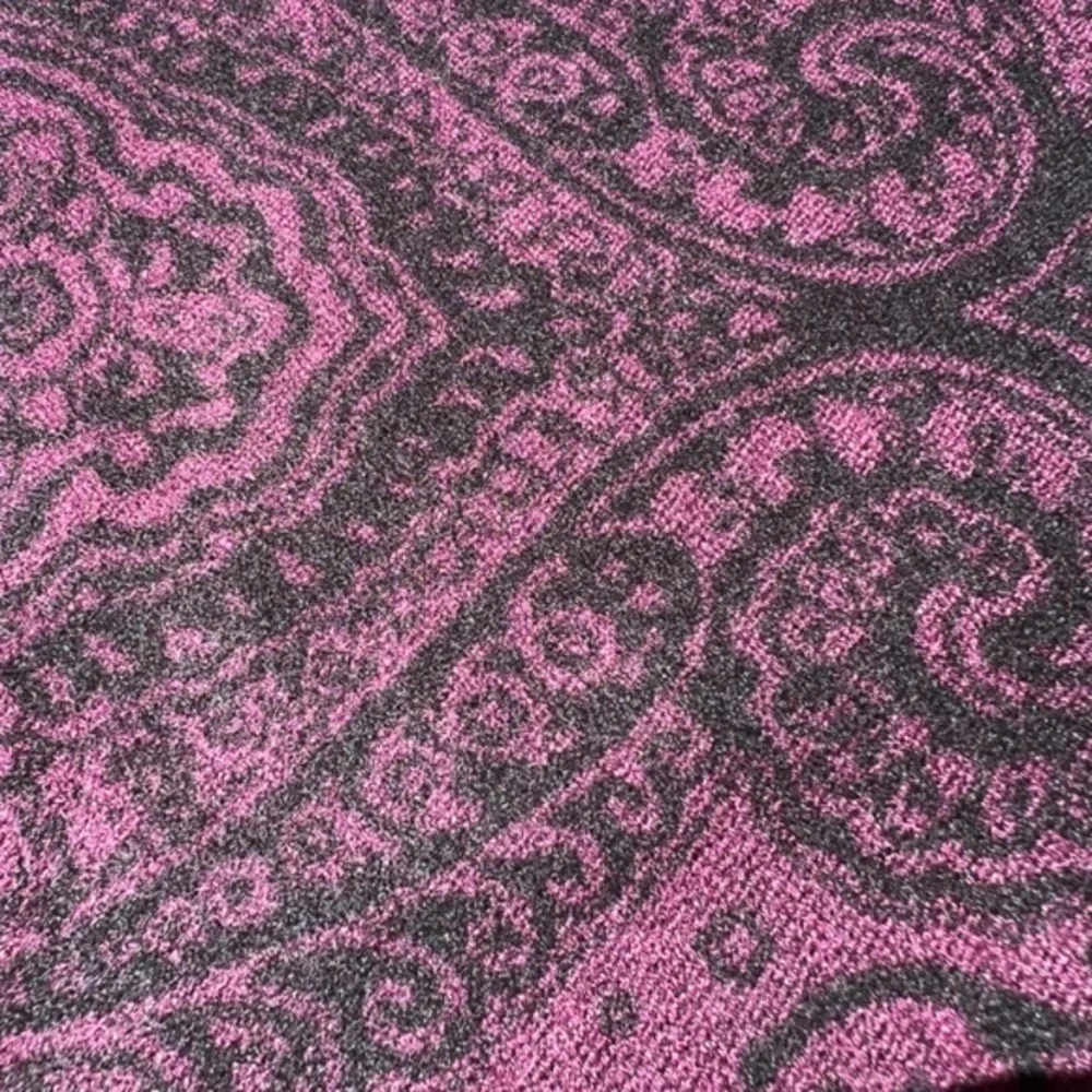 STAGG 70”L Damask Print Burgundy & Brown Viscose Raw Hems Scarf/Wrap NWT